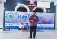 Prof Biyanto di acara halalbihalal keluarga besar PCM Wiyung Surabaya di Masjid At Taqwa Perguruan Muhammadiyah Wiyung.
