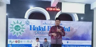 Prof Biyanto di acara halalbihalal keluarga besar PCM Wiyung Surabaya di Masjid At Taqwa Perguruan Muhammadiyah Wiyung.