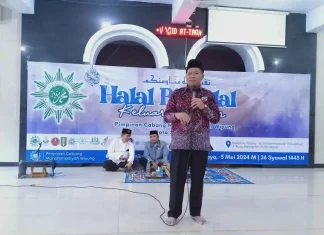 Prof Biyanto di acara halalbihalal keluarga besar PCM Wiyung Surabaya di Masjid At Taqwa Perguruan Muhammadiyah Wiyung.