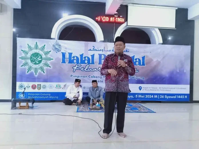 Prof Biyanto di acara halalbihalal keluarga besar PCM Wiyung Surabaya di Masjid At Taqwa Perguruan Muhammadiyah Wiyung.