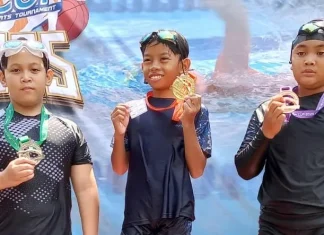 Arfa Zabir Alkhalifi Aflah Murid Kelas 5 KH Ibrahim SD Muhammadiyah 15 Surabaya (SDM Limas) Juara 2 Gaya Dada 25 Meter dan Finiser Gaya Bebas 25 Meter Level Kelas 5 dan 6 Putra Lomba Renang SNA Cup 2025. (Ali/PWMU.CO)