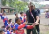 Siswa SDM Limas saat outbound di Lembah Pandawa (Ali Shodiqin/PWMU.CO)