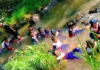 Keseruan siswa SDM Limas saat mengikuti outbound di Lembah Pandawa (Ali/PWMU.CO)