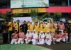 IPM Kids SDM Limas Resmi Diluncurkan saat Milad ke-113 Muhammadiyah Pose Bersama usai pendirian IPM KIDS SDM Limas saat apel Milad ke-113 Muhammadiyah di halaman sekolah (Foto: Ali/PWMU.CO)